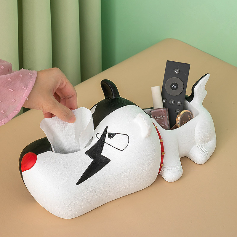 Creative Lightning Dog Tissue Box Ornament Nordic Living Room Coffee Table Desktop Paper Box Light Luxury Remote Control Storage Box