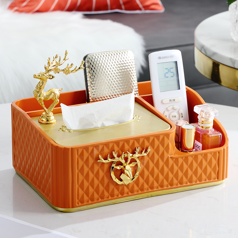 Nordic ins style light luxury tissue box living room high-grade draw paper box American coffee table modern simple dining table ornaments