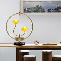 New Chinese style Modern living room bedroom bedside Chinese style Zen table lamp Creative simple classical lotus antique flower table lamp