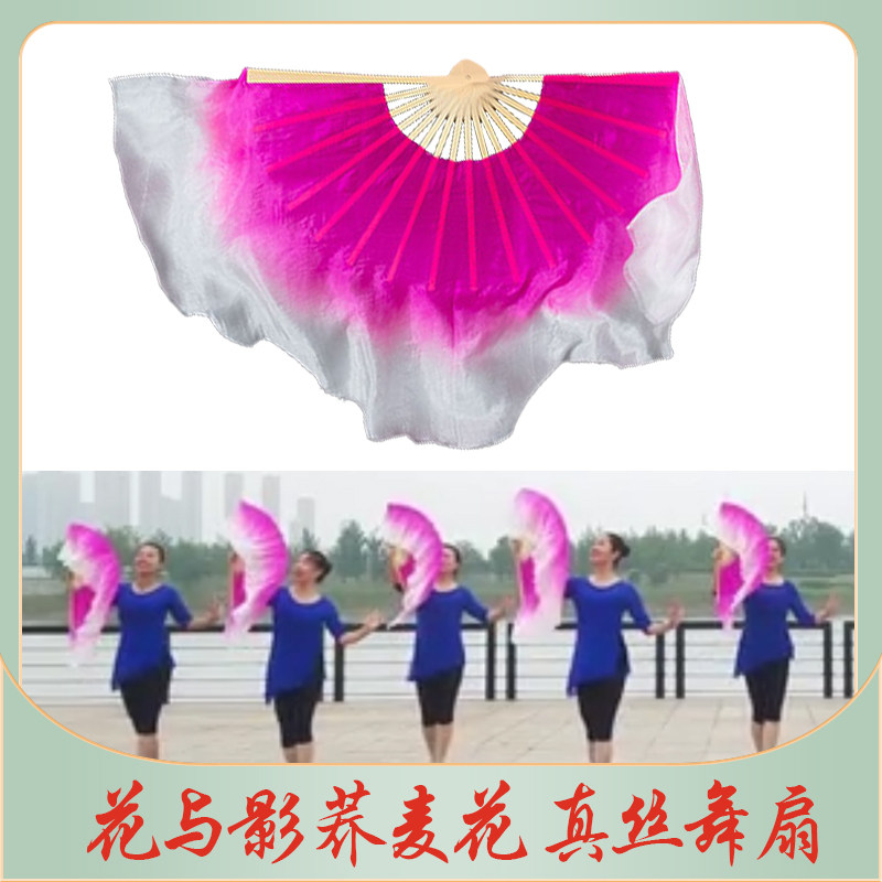 舞蹈扇子胶州秧歌古典中国风广场舞跳舞大扇双面真丝渐变专用道具