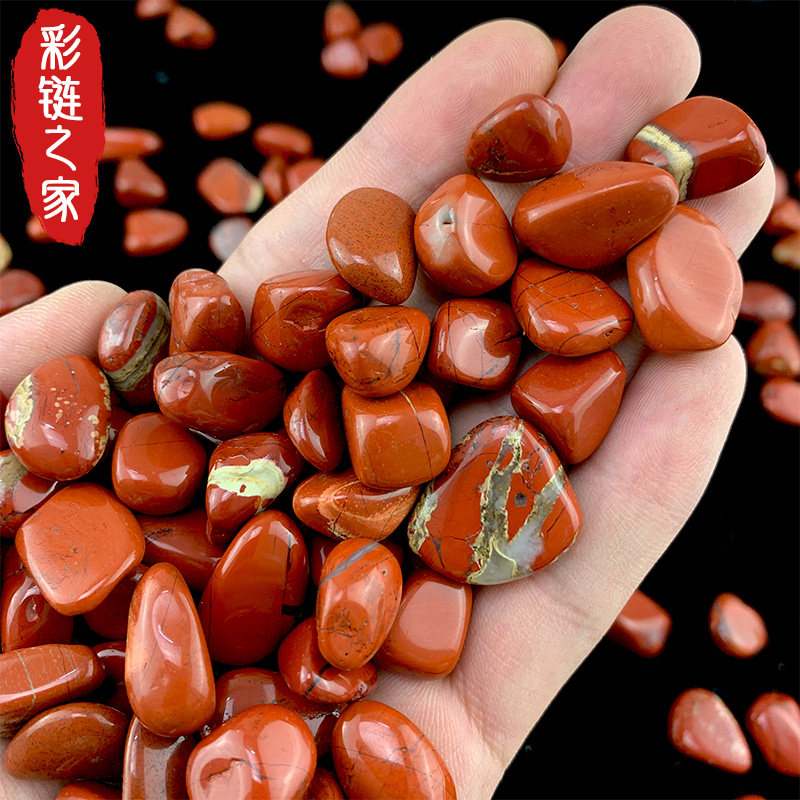Natural red jasper gravel crystal size particles original stone fish tank landscaping red terrazzo seven treasures for Buddha stone