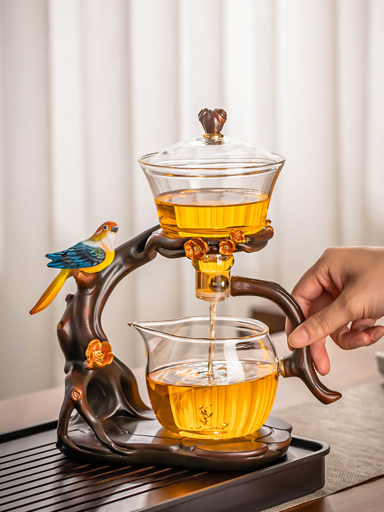 2026 New Model Glass Automatic Tea Set for Home Use, Light Luxury High-End Teacups, Magnetic Teapot, Lazy Tea Brewing Gadget