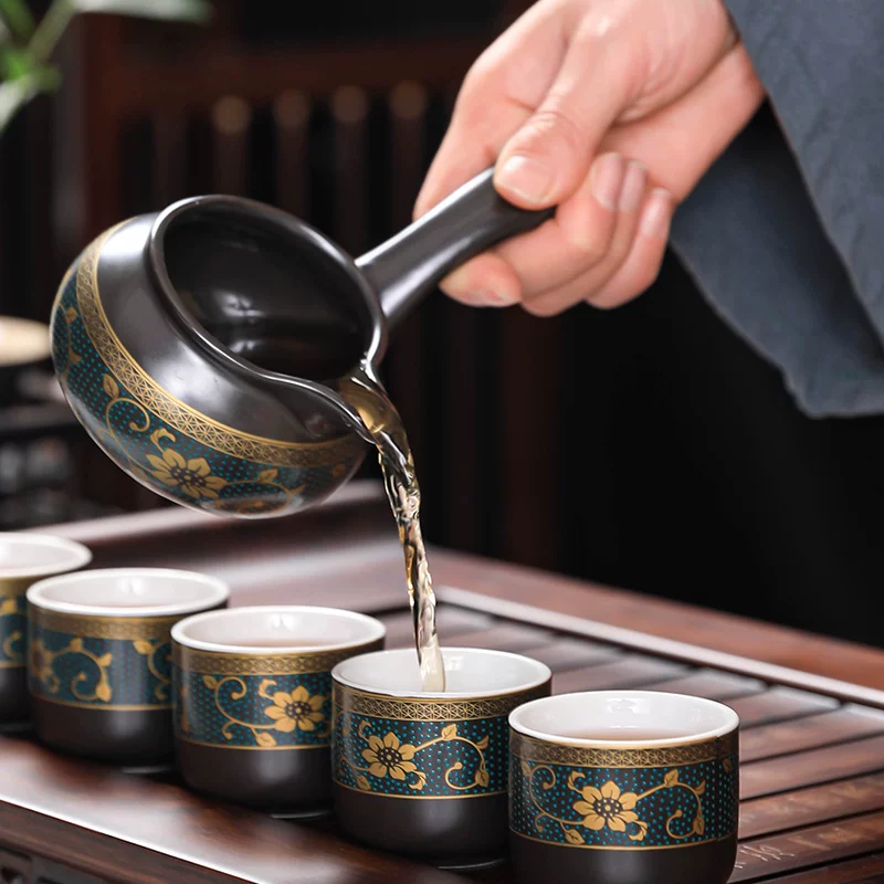 Tea set, ceramic teapot, automatic tea cup, anti-scald