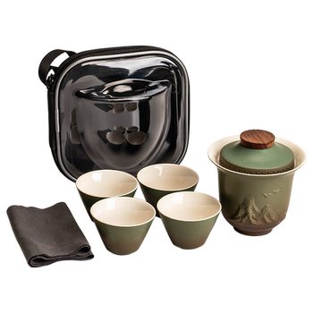 Jiangxu travel tea set outdoor quick cup one bowl four cups
