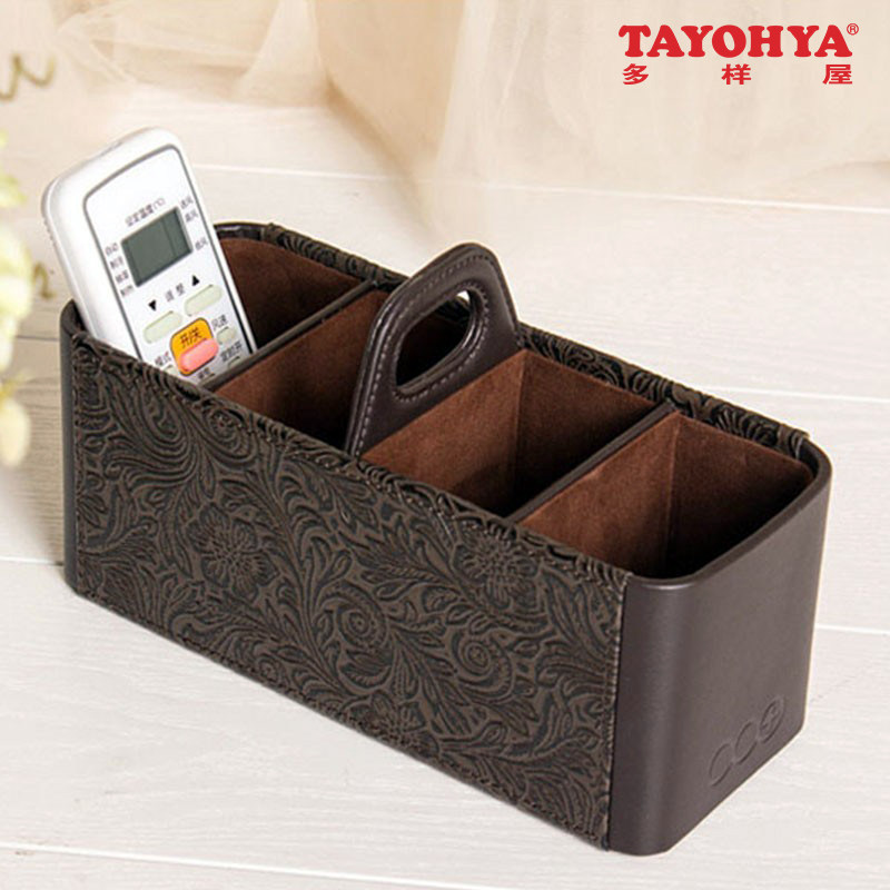 Variety of house boutique home lychee pattern remote control box European style fine pure color high-end living room desktop storage box