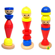 Wooden set of columns tower expression building blocks variable standing people 1-3 baby monteshi early education childrens educational toys