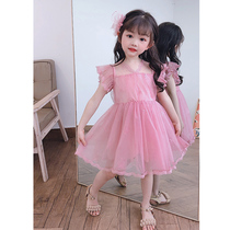 61 Girl Pink Princess Dress Summer Foreign Pistachio Dress 2022 New Dress Children Yarn Dresses Superfairy