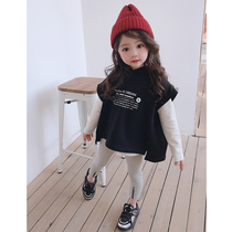 Girl Sweatshirt Leisure Net Red Suit Korean Version Foreign Air Baby 2022 Spring Dress New Children Trendy Three Sets Ebb