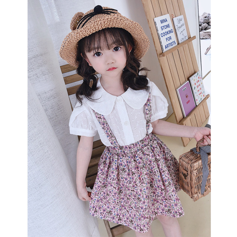Girls' suspender skirt Korean version of foreign style baby suspender skirt fashionable 2023 summer new children's floral sweet skirt
