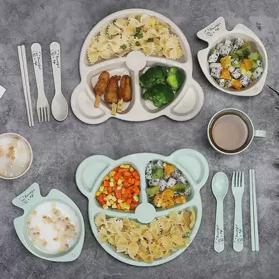 Wheat straw creative children's tableware set baby dinner plate box box cartoon home drop-proof Baby Kindergarten