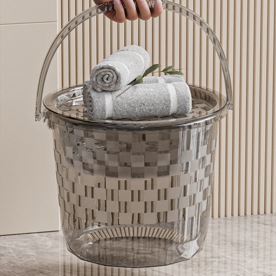 水桶家用带盖透明洗澡桶塑料储水洗衣手提桶洗脸盆水勺盖子四件套