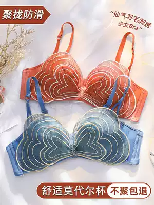 Adjustable underwear women's small breasts gather to show a large collection of breasts, anti-sagging, no steel ring lace small cute cover set