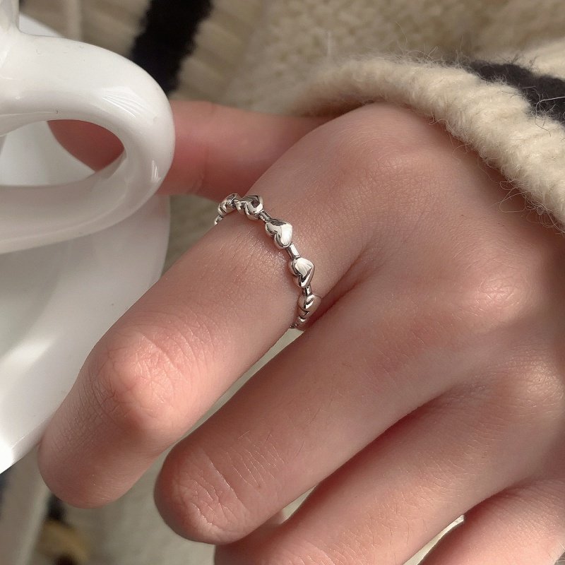 srrmhynS925 silver loving opening ring female light lavish small crowddesign refined senior lukewarm fashion-Taobao
