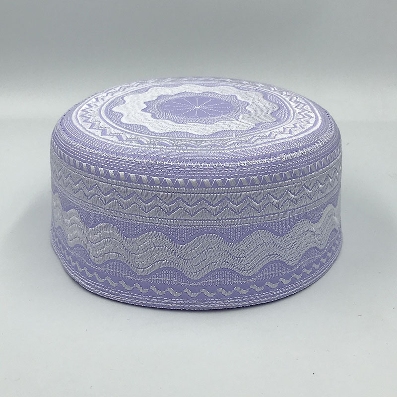 Worship cap men's new flat cap flat top round brim hat performance cap white wavy Saudi Hui cap