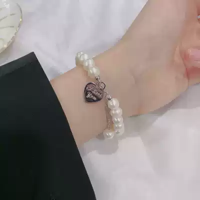Hong Kong Zhengsheng sterling silver s925 Japanese and Korean simple love Pearl hand female fashion small fresh girlfriend gift
