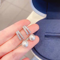 Hong Kong is born pure silver 925 Japan-ROK small crowddesign sweet and beautiful online red temperament inlaid pearl earrings earrings girlfriend