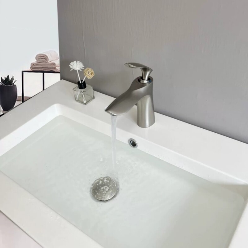 Italian Gessi Same Style Light Luxury All-Copper Brushed Nickel Minimalist Bathroom Vanity Basin Faucet Brushed Gold Faucet Italian Gessi Same Style Light Luxury All-Copper Brushed Nickel Minimalist Bathroom Vanity Basin Faucet Brushed Gold Faucet