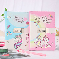 Ежедневник 密码本带锁日记本小学生笔记本文具多功能加厚记事本小清新手账本独角兽男女作业本指纹简约创意少女心加锁本
