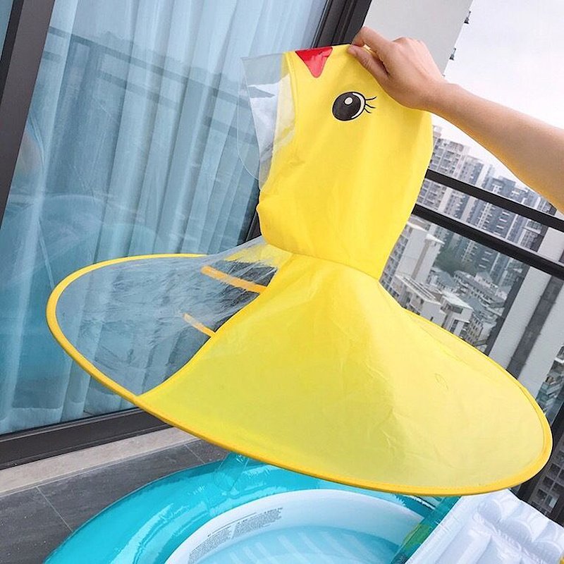 2020 Children's net red artifact Flying saucer raincoat Male and female children's baby rain gear Kindergarten small yellow duck Cape poncho