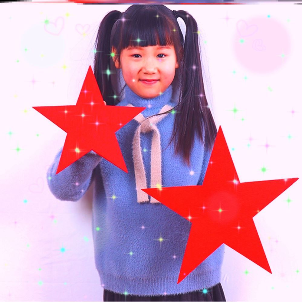 Red Song Dance Games Handout with flashy Grand Choral Kindergarten Children Performance Props Pentagram Show Props
