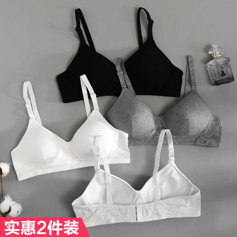 Underwear for Women, Wire-Free Bra, High School Girl, Small Chest, Push-Up, Pure Cotton, Summer Thin Style, Side Breast Collection, Anti-Sagging