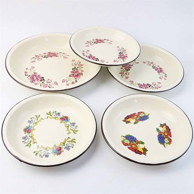 Thickening enamel enamel FanPan classic printing vegetable dish of cold dish/24/26 to 20/22 large iron plate disc