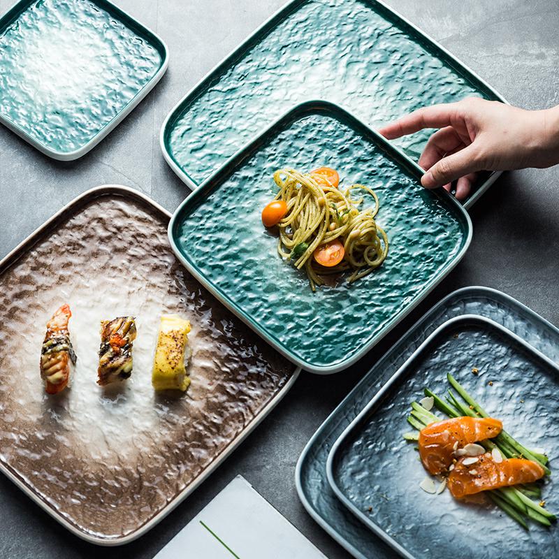 Creative Japanese sushi plate of rectangle plate strip plate home dinner plate ceramic tableware hot pot dishes suit