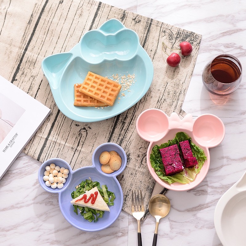 Creative cartoon mickey breakfast meal plate frame ceramic bowl dish dish dish home baking fruit dinner plate