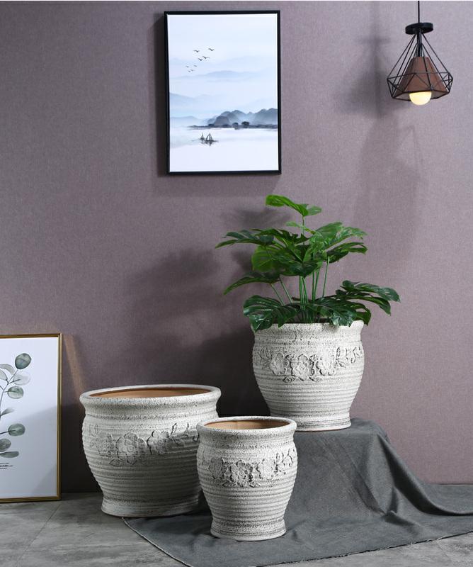 Creative classical plant trees large caliber flowerpot ceramic large extra large ground round tray was big cylinder clearance