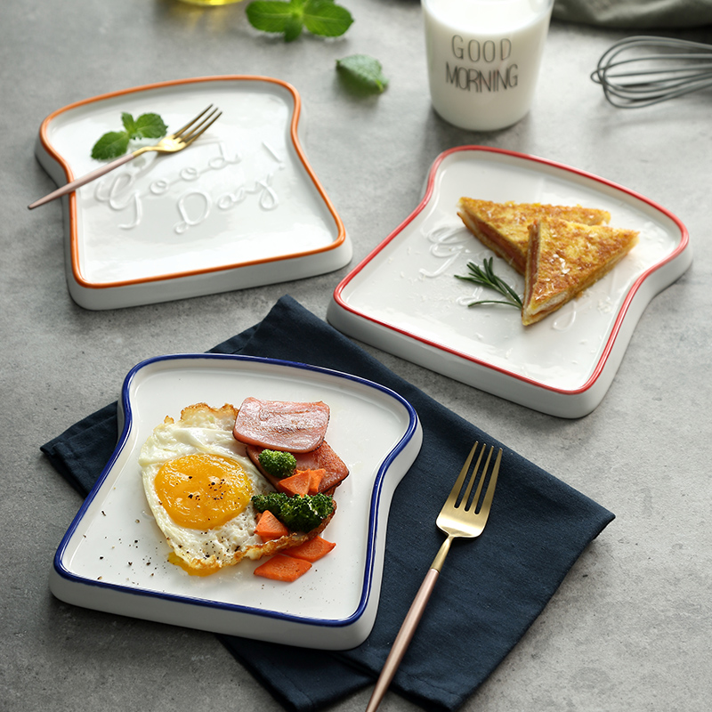 Toast for breakfast disk plate plate of creative household ceramic plates disc cheese cake plate early western food plate