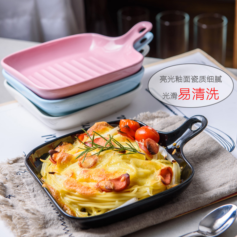 Ins Nordic creative ceramics with deep dish plate oven baked FanPan household food dish tray is western food web celebrity