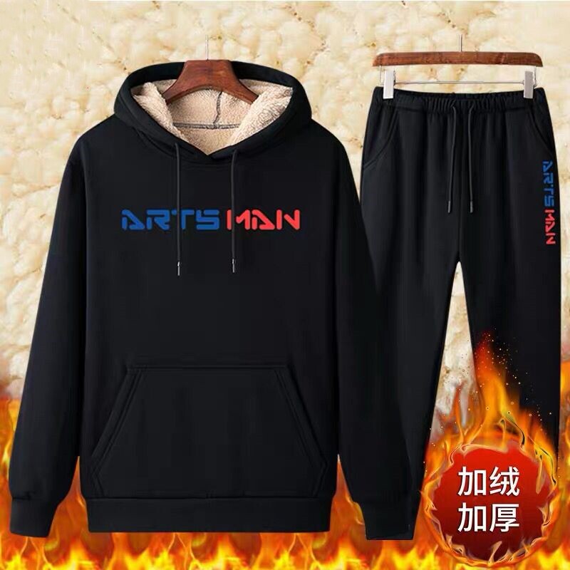 男士加绒加厚运动裤男裤休闲卫裤冬款外穿裤子男秋冬季羊羔绒长裤