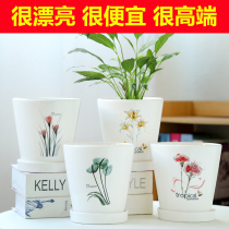 Vase ceramic seed flower pots Large and luxurious High sense flowerpots -- large number of green plants with good looking Chinese wind with tray