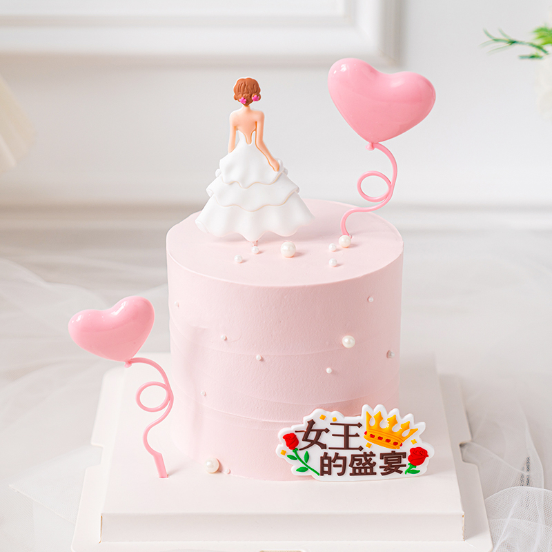 Three-eight Women's Day cake decoration 38 Goddess Festival Queen's Day baking plug-in swing mesh red dessert dress creative 