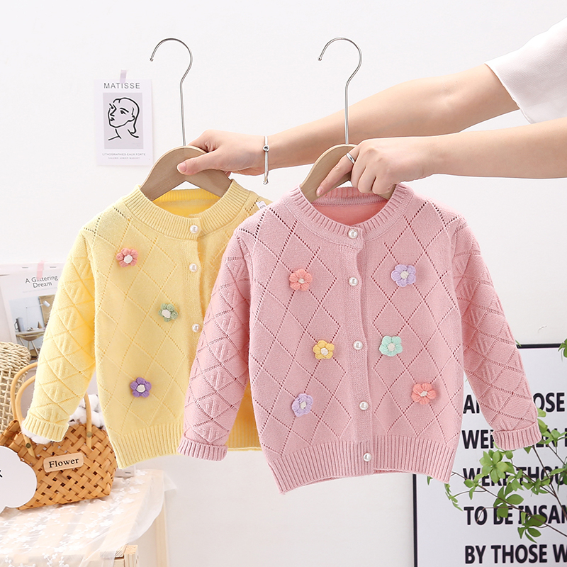 Children's sweater girls girls cardigan cute foreign style all-match sweater 2022 new woolen sweater autumn