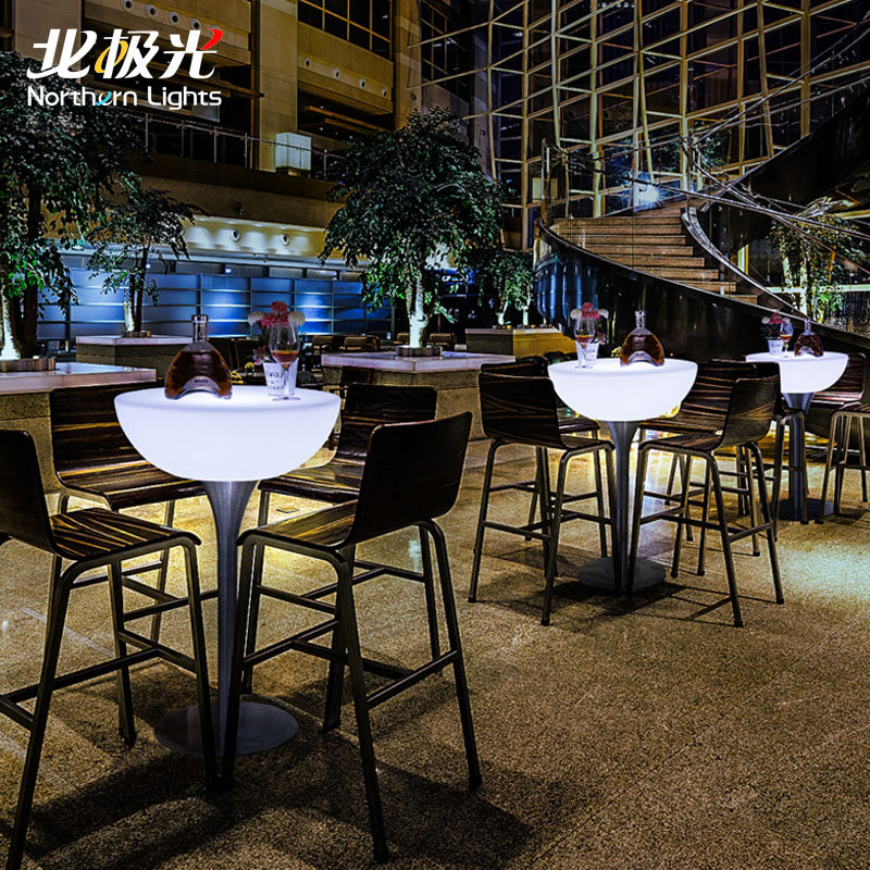 LED Luminous High Foot Bar Table Clubhouse Clear Bar Ktv Creativity Roundtable Outdoor Led Seven Color Remote Control Bulk