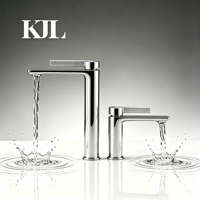 German Kjl All-Copper Faucet for Countertop Basin, Single-Hole Hot and Cold Water Faucet, Dual-Function Water Outlet, High and Low Models