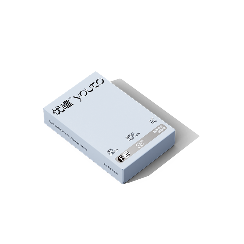 【新品】优瞳清感隐形眼镜半年抛学生保湿近视透明高清水润2片装