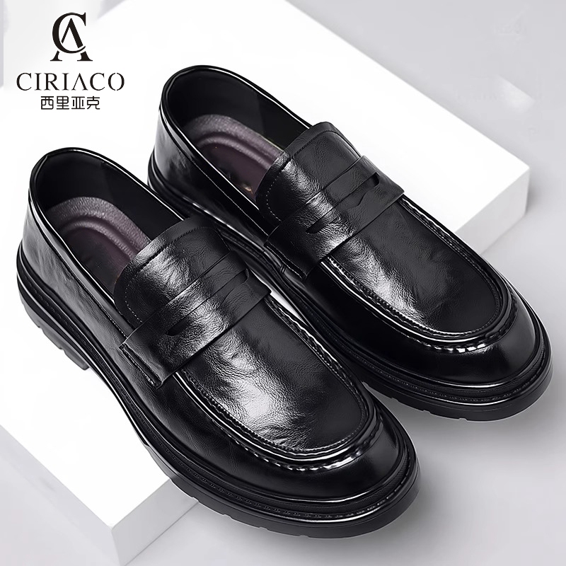 Ciriaco High-End Luxury Brand Men's Shoes Business Formal Genuine Leather Thick-Soled Casual Leather Shoes Slip-On Loafers