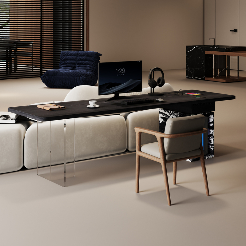 Long Table Behind the Sofa, Office Desk, Computer Desk, Horizontal Living Room Table, Home Living Room Double Study Table, Solid Wood Workbench
