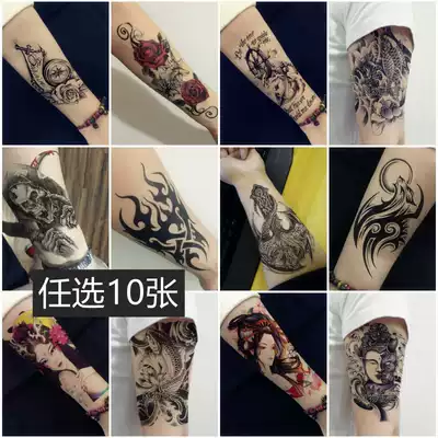 Half-arm tattoo stickers waterproof and lasting men and women realistic flower arms Prajna Buddha Geisha ins Wind dark simulation tattoo stickers