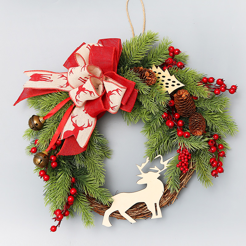 Christmas decorations scene Placement of Christmas flower ring door hanging flower ring wall hanging dining room Shop window Christmas tree pendants