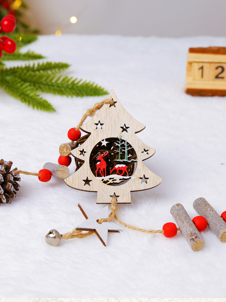 Christmas Decoration Wooden Creative Decoration Santa Claus Bell Decoration Order Placement