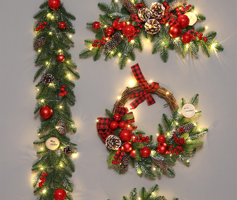 Decorative Ornaments Garland Rattan Circle Tree Door Wall Hanging Mall Hotel Lobby Glowing Scene Arrangement_voghion.com