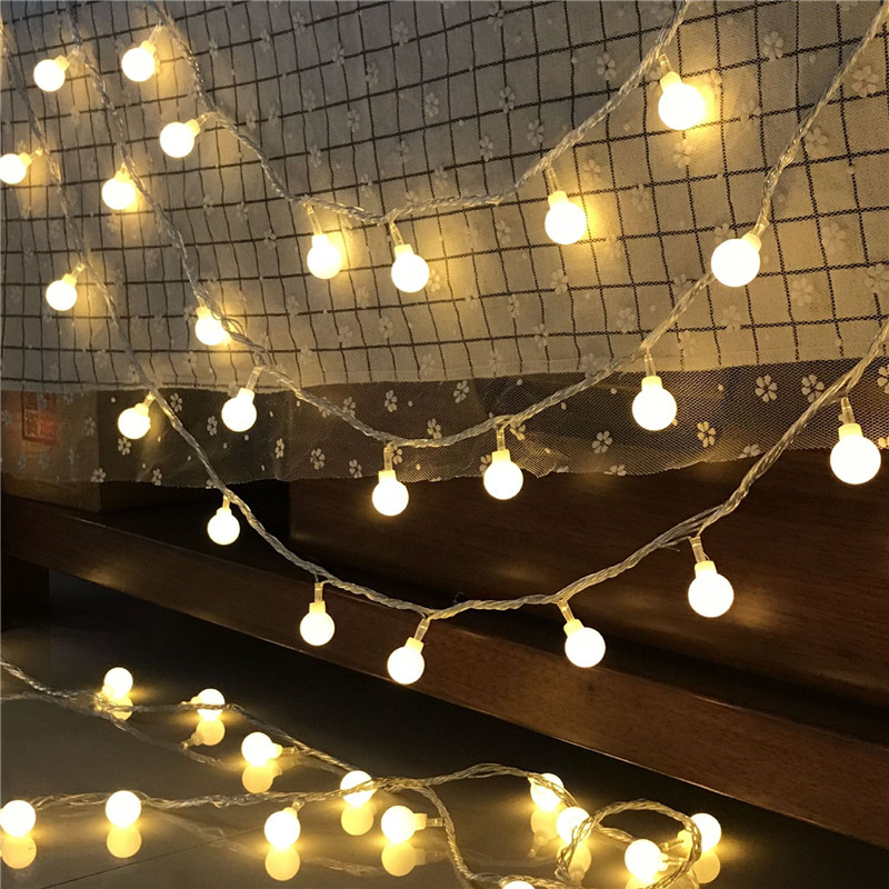 Colorful LED Round Pearl PEARL Lantern String 10 m Warm Light Christmas Tree Pendant Wedding Celebration Christmas Decorations