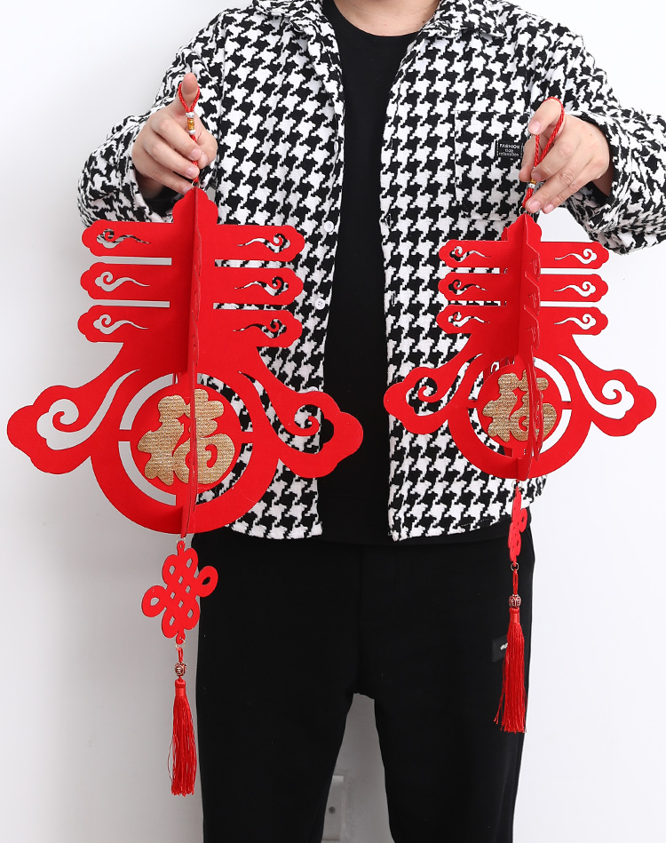 New Year decorations Lunar New Year Futurists Lanterns Hanging shopping mall Hotel Ceiling Suspended Ceiling Felt Big suede Flannel Pendant