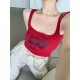 Sweet hot girl sexy tube top red sleeveless camisole women's summer inner wear short top with beautiful back and outer bottoming shirt