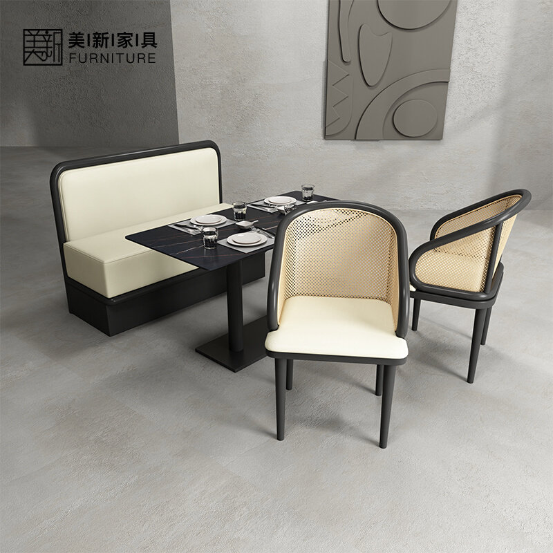 Café Fire Pot Shop Cassette West Restaurant Baking shop Rattan Chairs Themed Restaurant Solid Wood Chairs Combo-Taobao