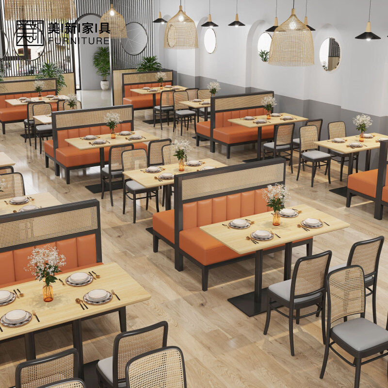 Music dining bar theme restaurant cafe wrought iron card seat western restaurant barbecue shop restaurant solid wood dining table and chair combination