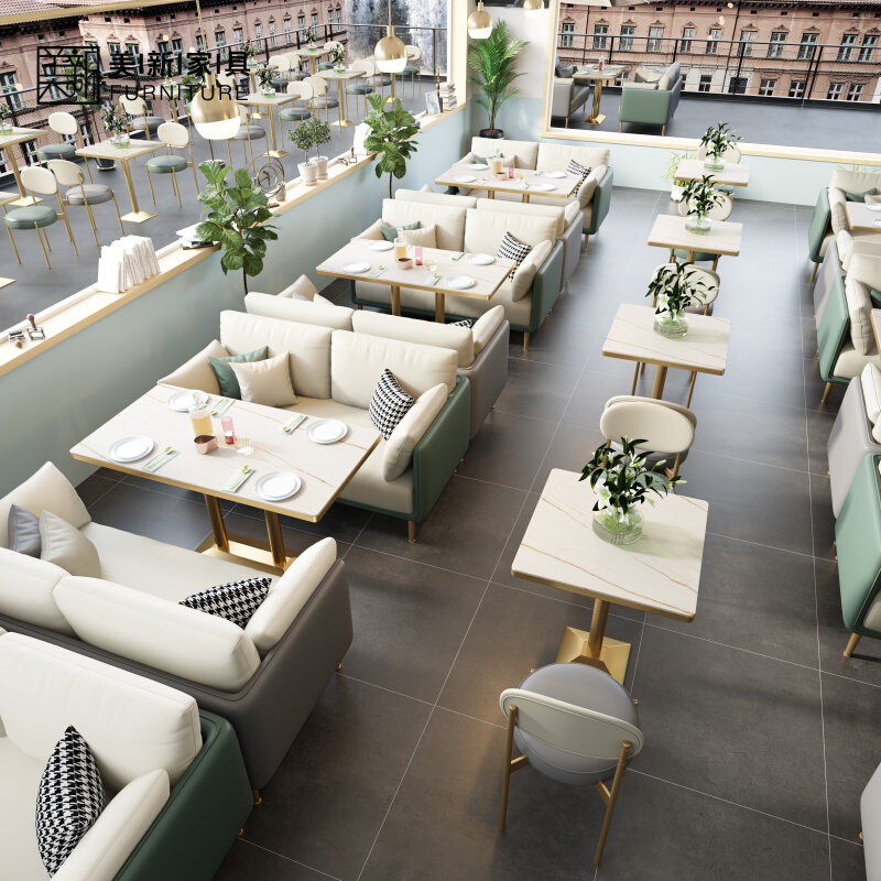 Dessert milk tea shop coffee shop sofa card seat table and chair combination sales department company negotiation reception rest area sofa